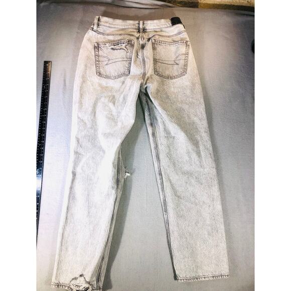 American Eagle 90s Straight Jeans Womens 8 Distressed Acid Wash Y2K, baggy, - Picture 10 of 11